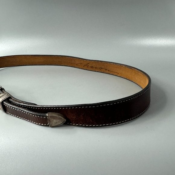Vintage Chacon Sterling Silver Buckle Leather Belt - Picture 3 of 15